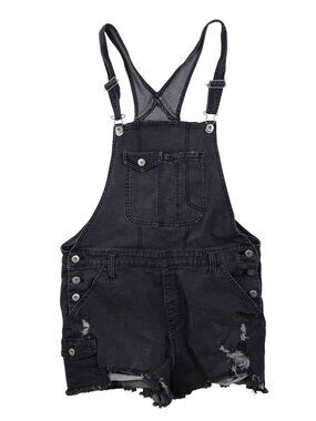 ✨3/$30 No Boundaries Black Distressed Denim Shortalls W Buttons XL